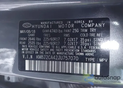 2018 Hyundai Tucson Se из США, поврежденный, VIN KM8J2CA42JU757070